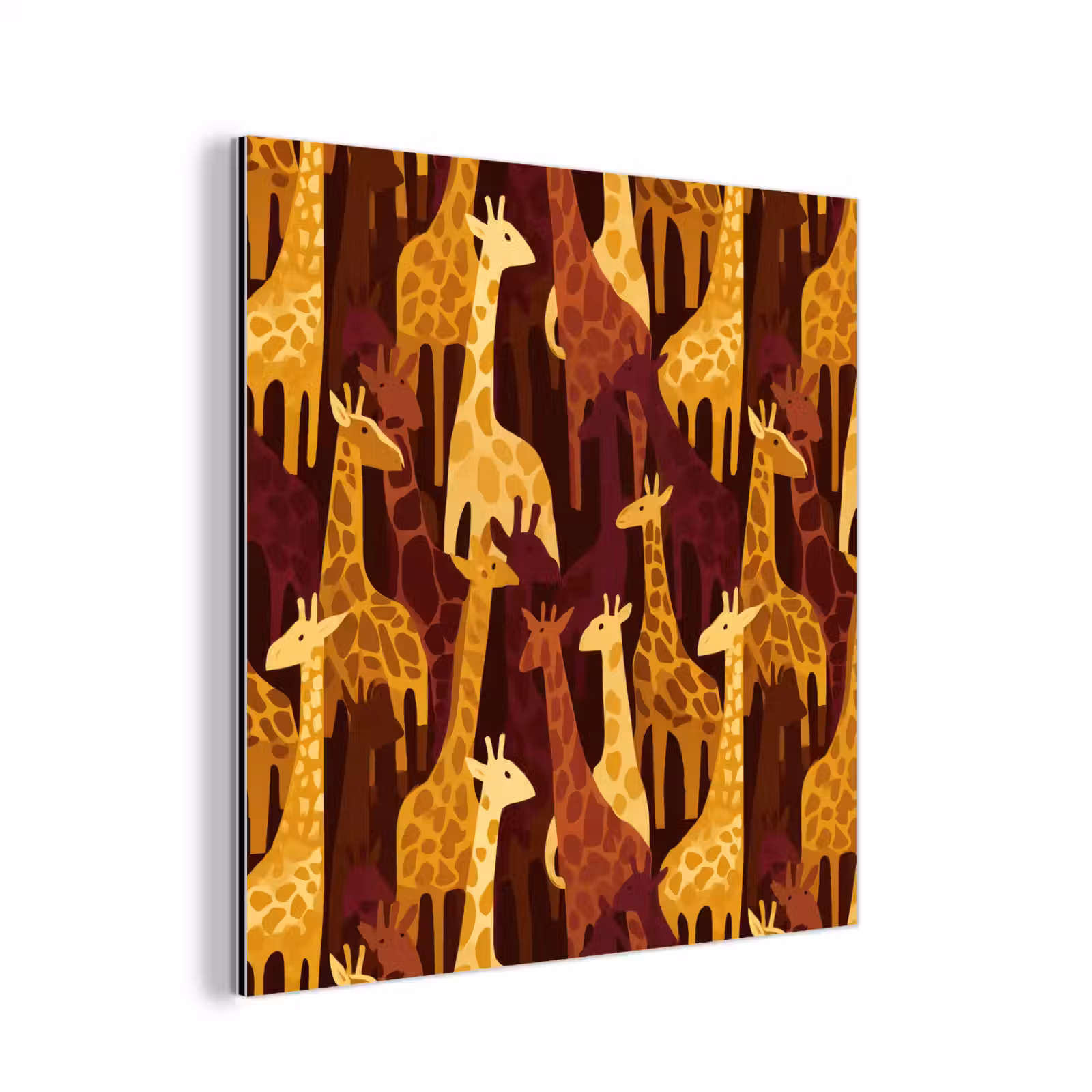Aluminium schilderij - Bruin - Giraffen - Safari - Patroon — 1