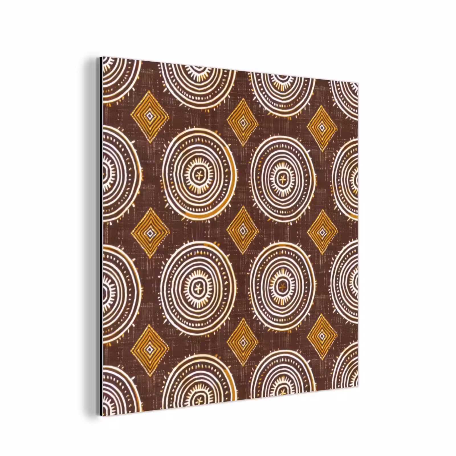 Aluminium schilderij - Chocoladebruin - Etnisch - Tribaal - Cirkels - Patroon — 1