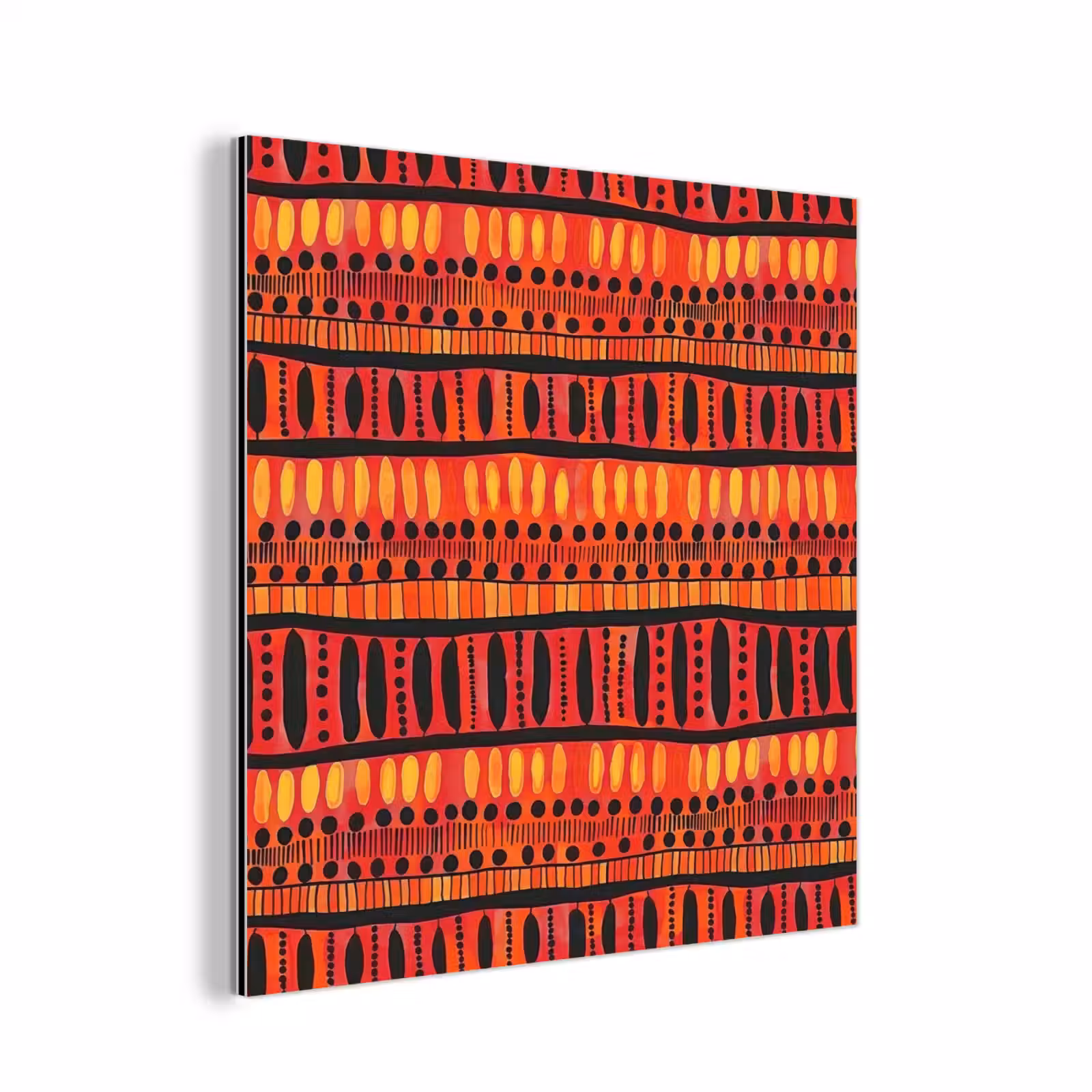 Aluminium schilderij - Rood - Oranje - Etnisch - Expressief - Patroon — 1