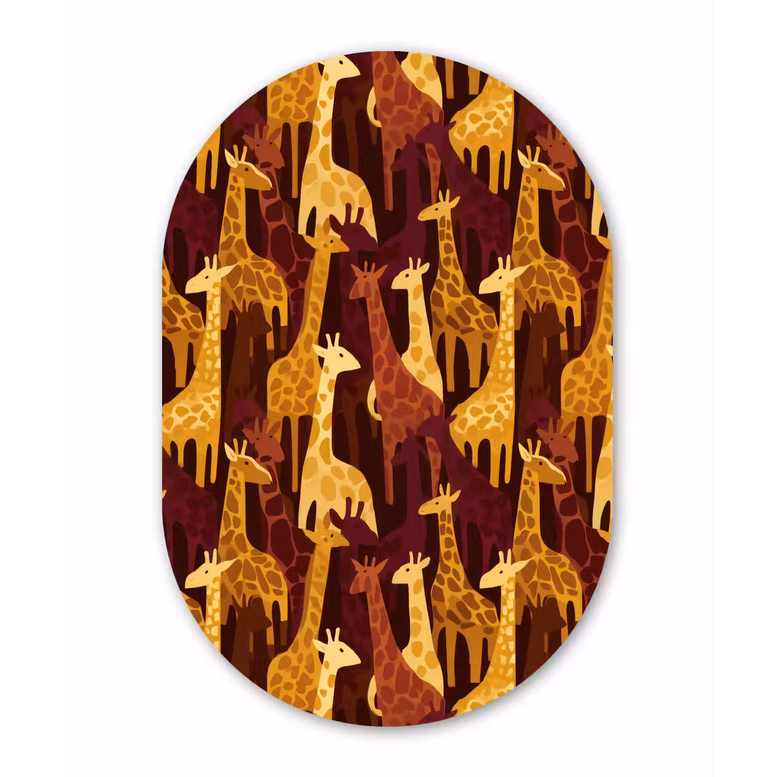 Muurovaal aluminium - Bruin - Giraffen - Safari - Patroon — 1
