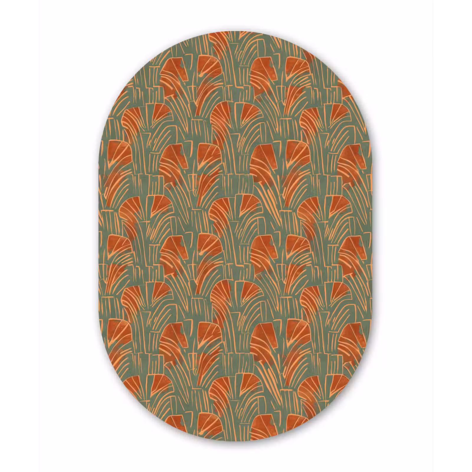 Muurovaal aluminium - Groen - Terracotta - Deco - Waaiers — 1
