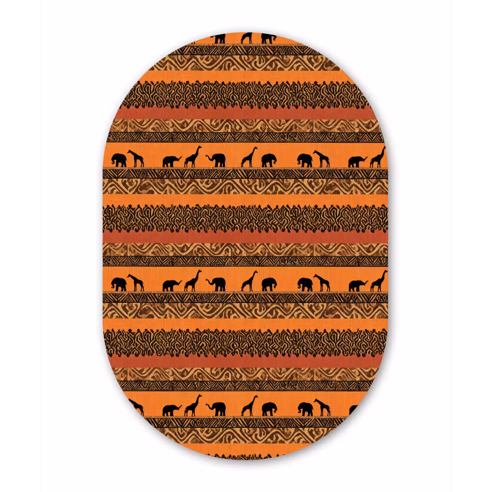 Muurovaal aluminium - Oranje - Safari - Afrikaans - Dieren - Patroon — 1