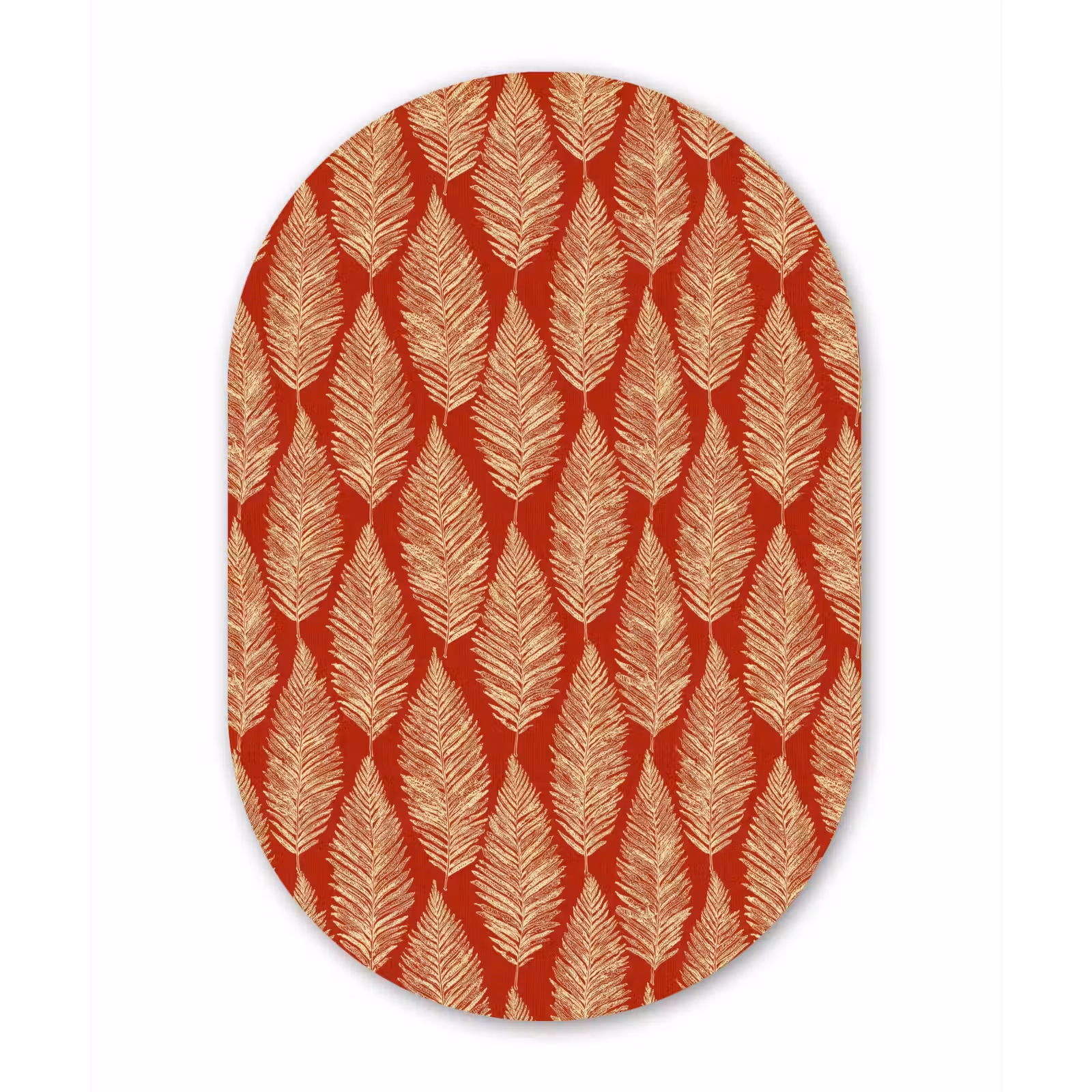 Muurovaal aluminium - Rood - Botanisch - Varen - Patroon — 1