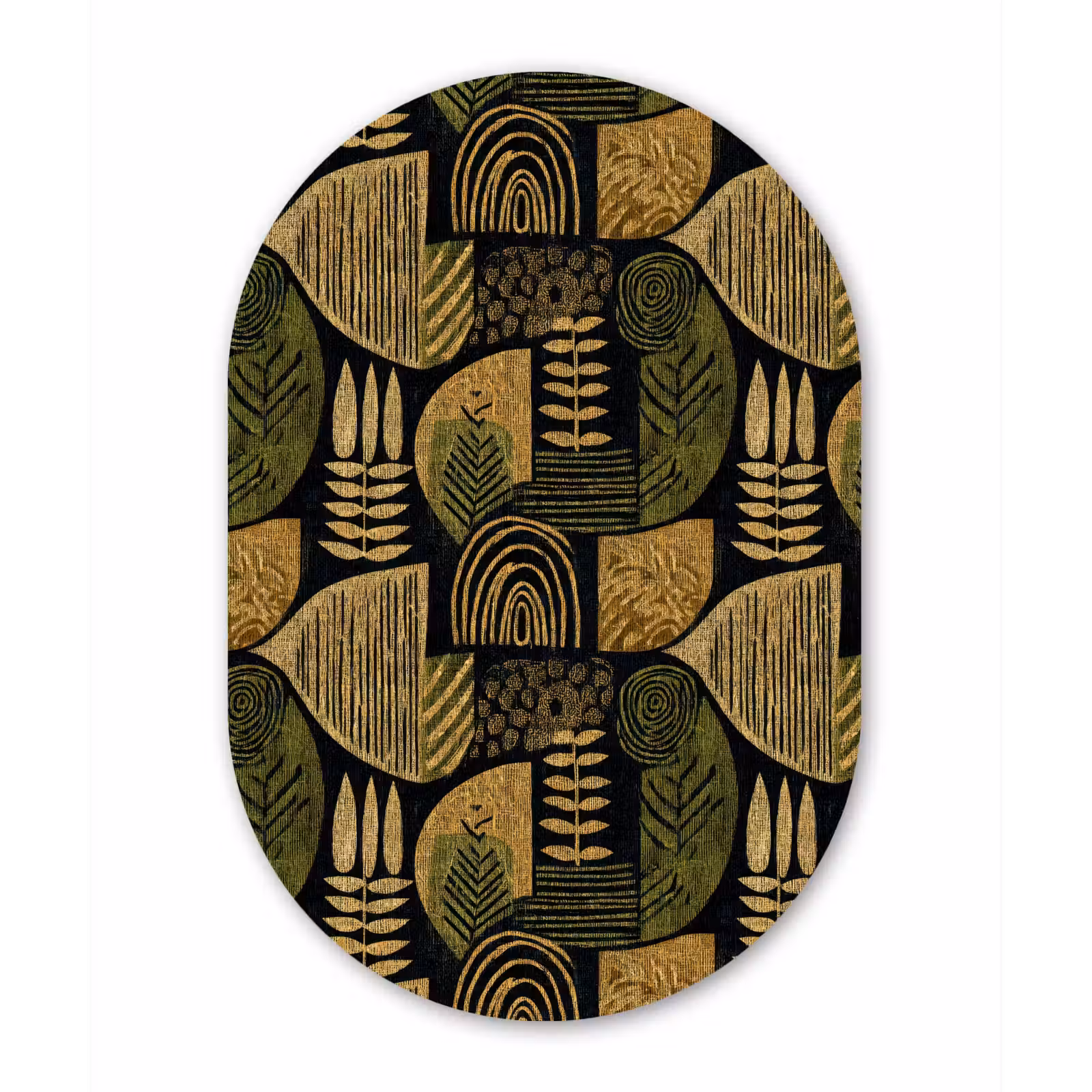 Muurovaal aluminium - Zwart - Okergeel - Botanisch - Textuur — 1