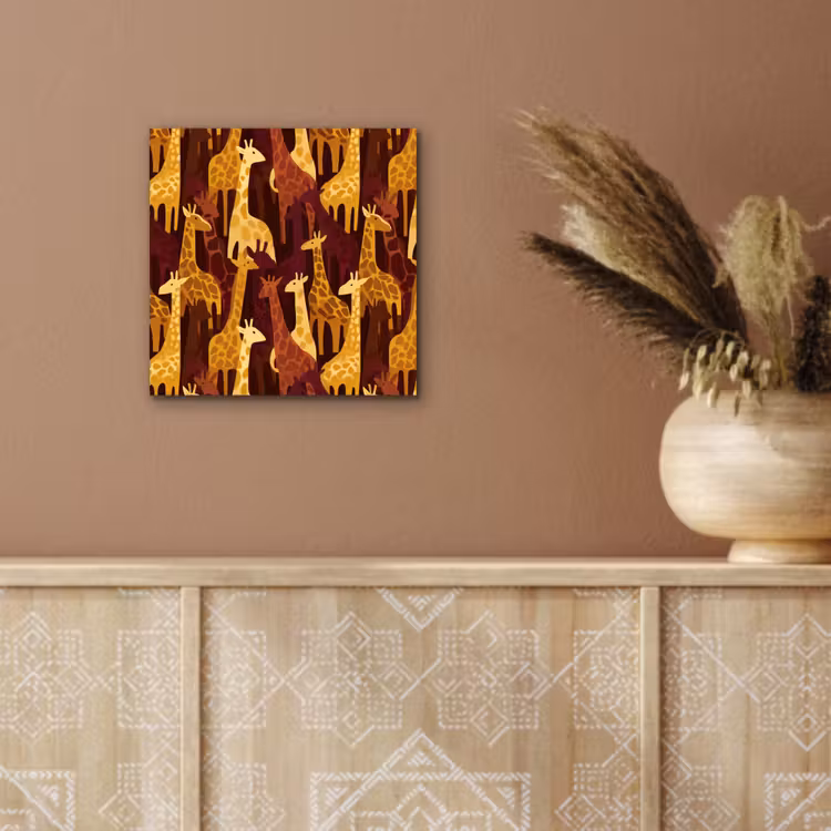 Aluminium schilderij - Bruin - Giraffen - Safari - Patroon — 5