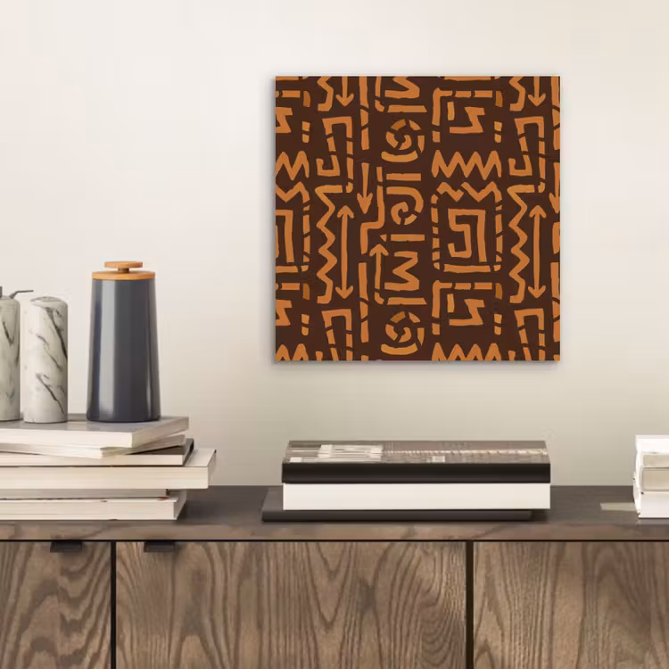 Aluminium schilderij - Chocoladebruin - Etnisch - Tribaal - Symbolen — 2