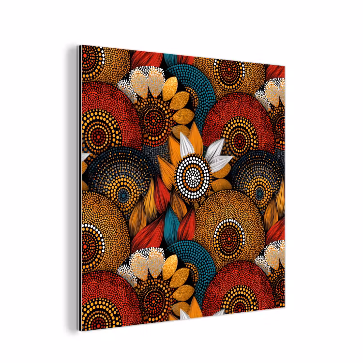 Aluminium schilderij - Kleurrijk - Aboriginal - Dot Painting - Botanisch - Patroon — 1