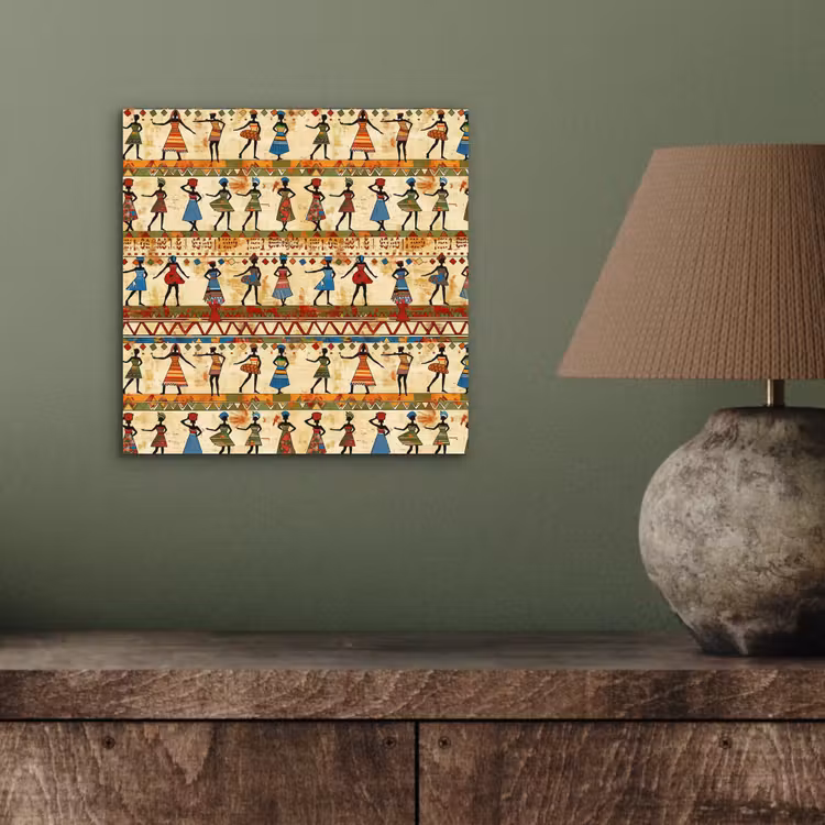 Aluminium schilderij - Kleurrijk - Afrikaans - Etnisch - Dansende Vrouwen - Patroon — 3