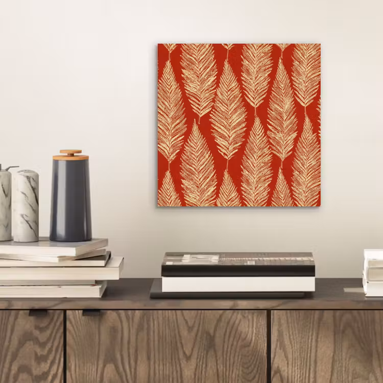 Aluminium schilderij - Rood - Botanisch - Varen - Patroon — 2