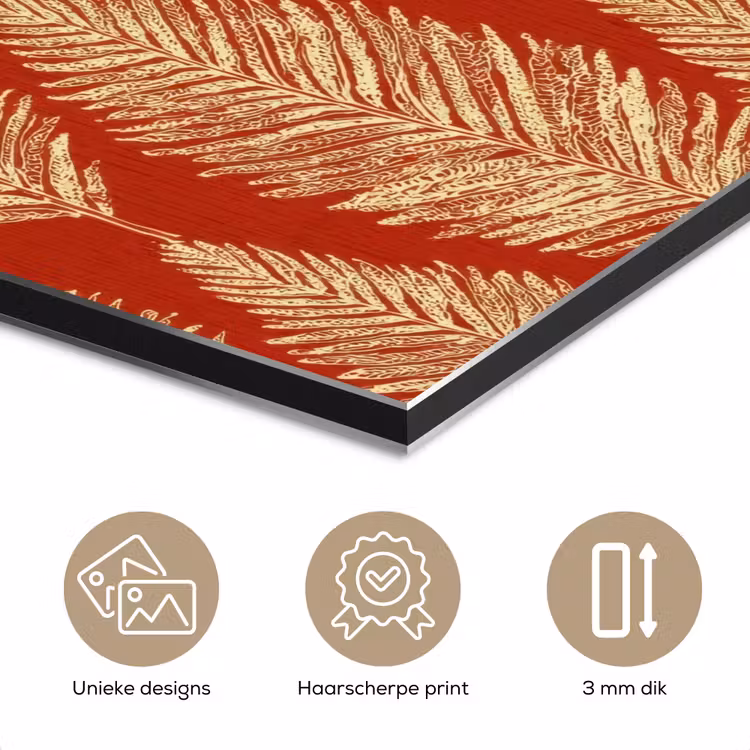 Aluminium schilderij - Rood - Botanisch - Varen - Patroon — 7