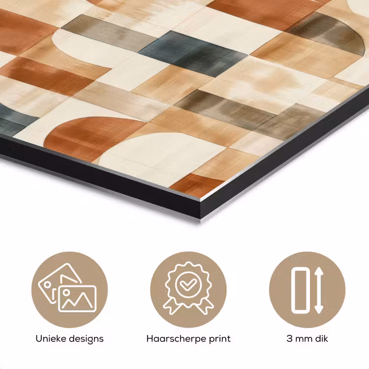 Aluminium schilderij - Terracotta - Geometrisch - Aquarel - Textuur — 7