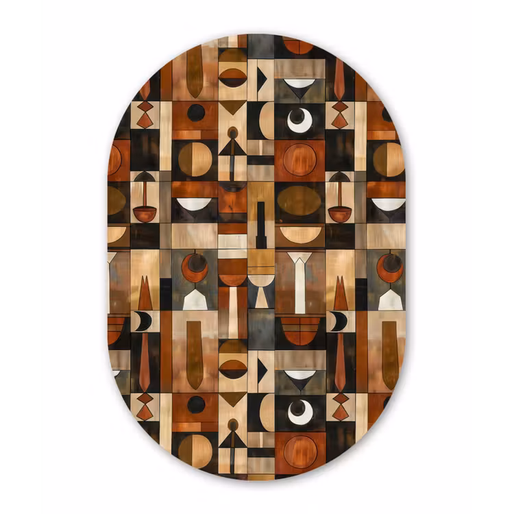 Muurovaal aluminium - Terracotta - Geometrisch - Mid-Century - Patroon — 1