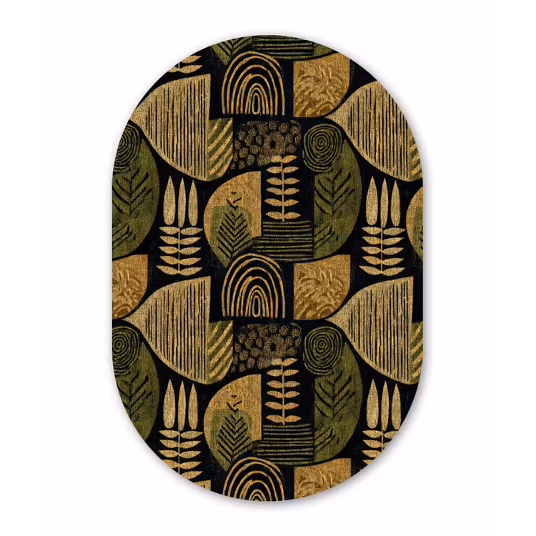 Muurovaal aluminium - Zwart - Okergeel - Botanisch - Textuur — 1