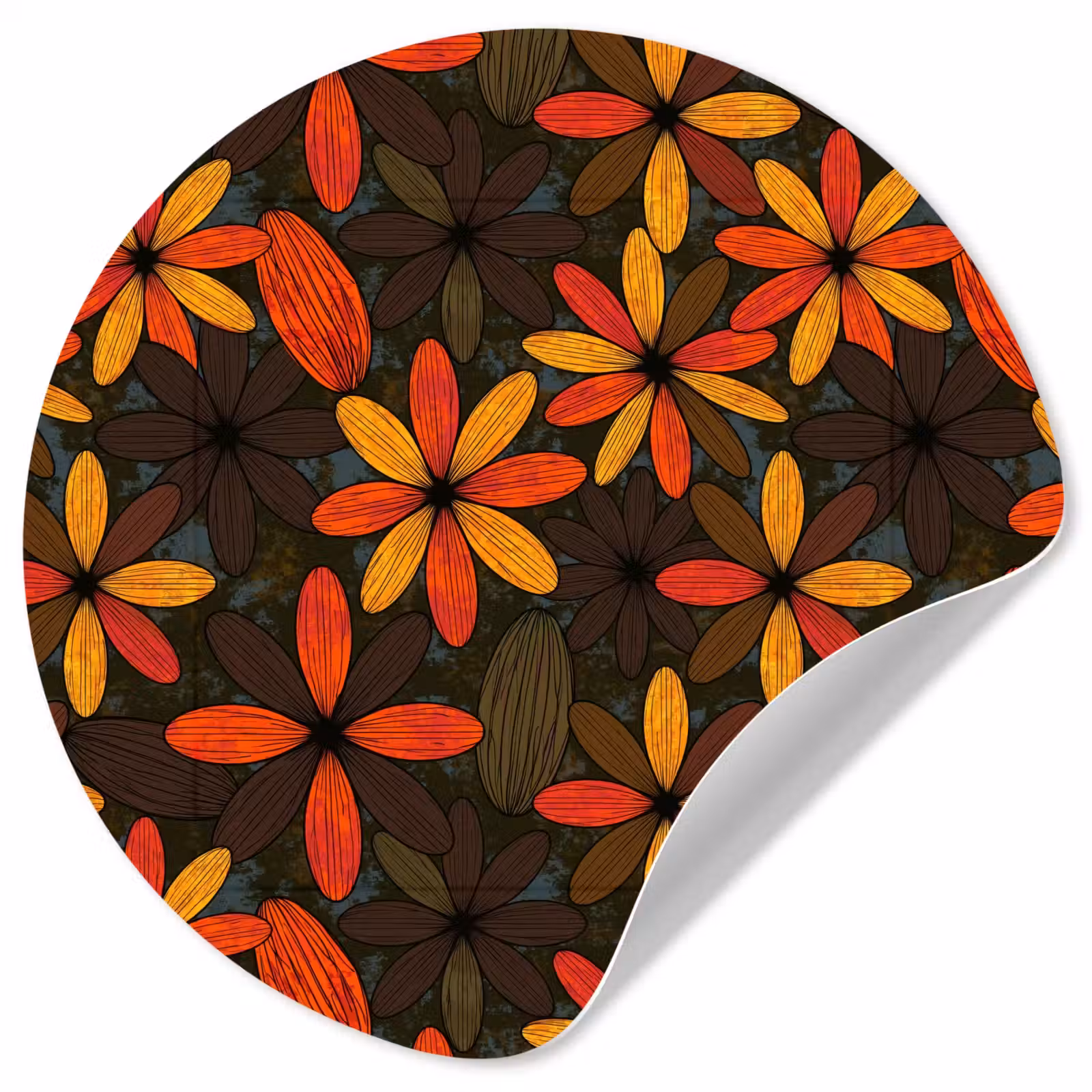 Behangcirkel - Oranje - Retro - Bloemen - Herfst — 1