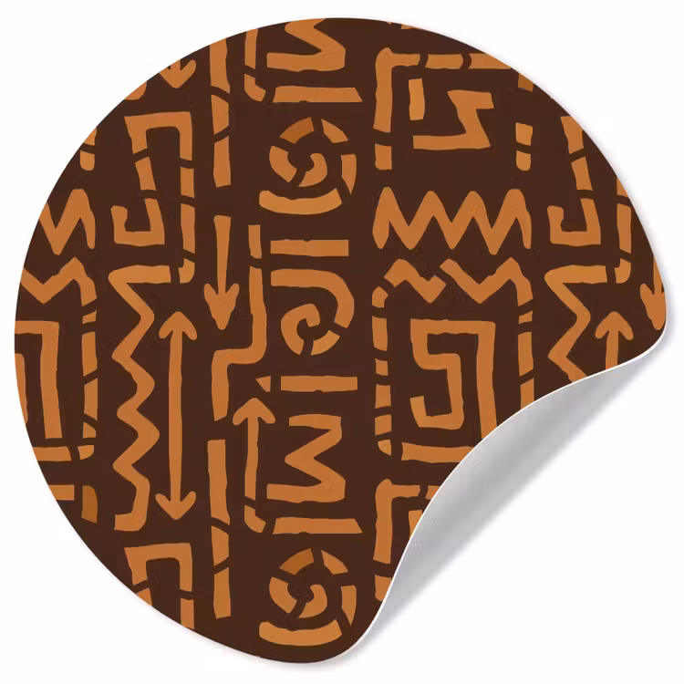 Behangcirkel - Chocoladebruin - Etnisch - Tribaal - Symbolen — 1
