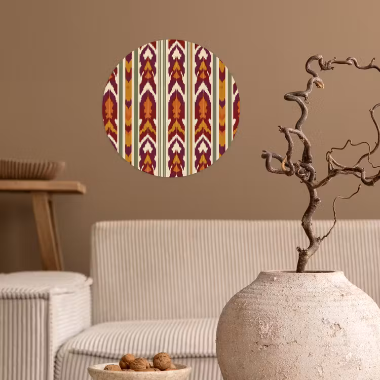 Behangcirkel - Ikat - Bordeauxrood - Etnisch - Patroon — 2