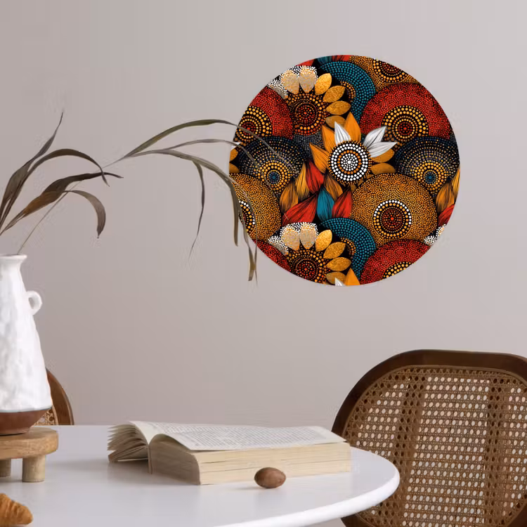 Behangcirkel - Kleurrijk - Aboriginal - Dot Painting - Botanisch - Patroon — 4