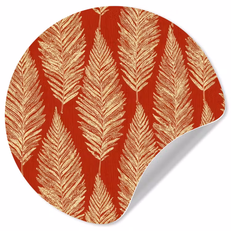 Behangcirkel - Rood - Botanisch - Varen - Patroon — 1
