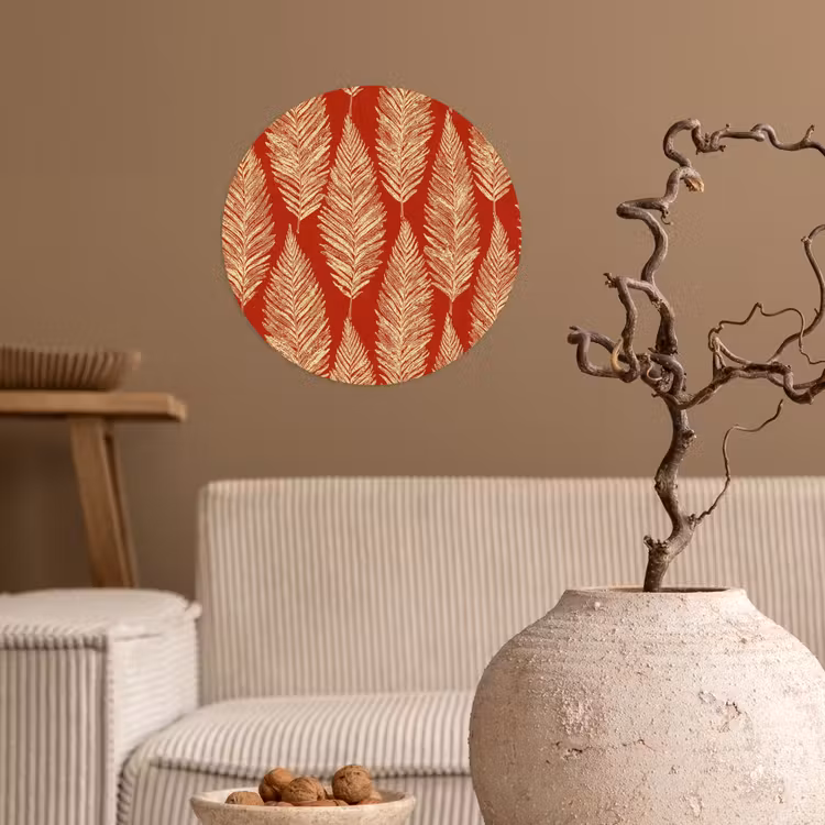 Behangcirkel - Rood - Botanisch - Varen - Patroon — 2