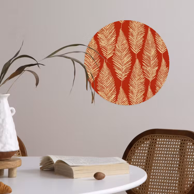 Behangcirkel - Rood - Botanisch - Varen - Patroon — 4