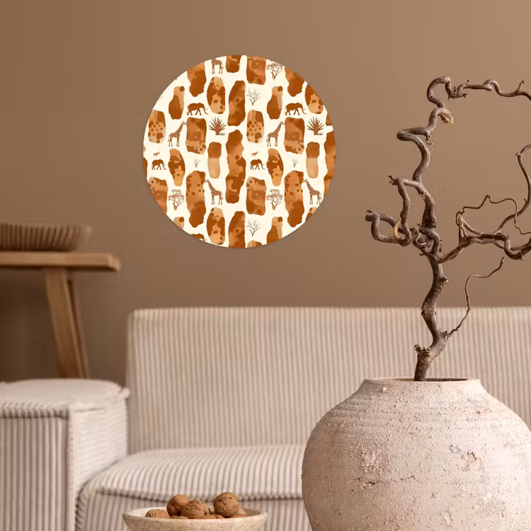Behangcirkel - Terracotta - Safari - Dieren - Patroon — 2