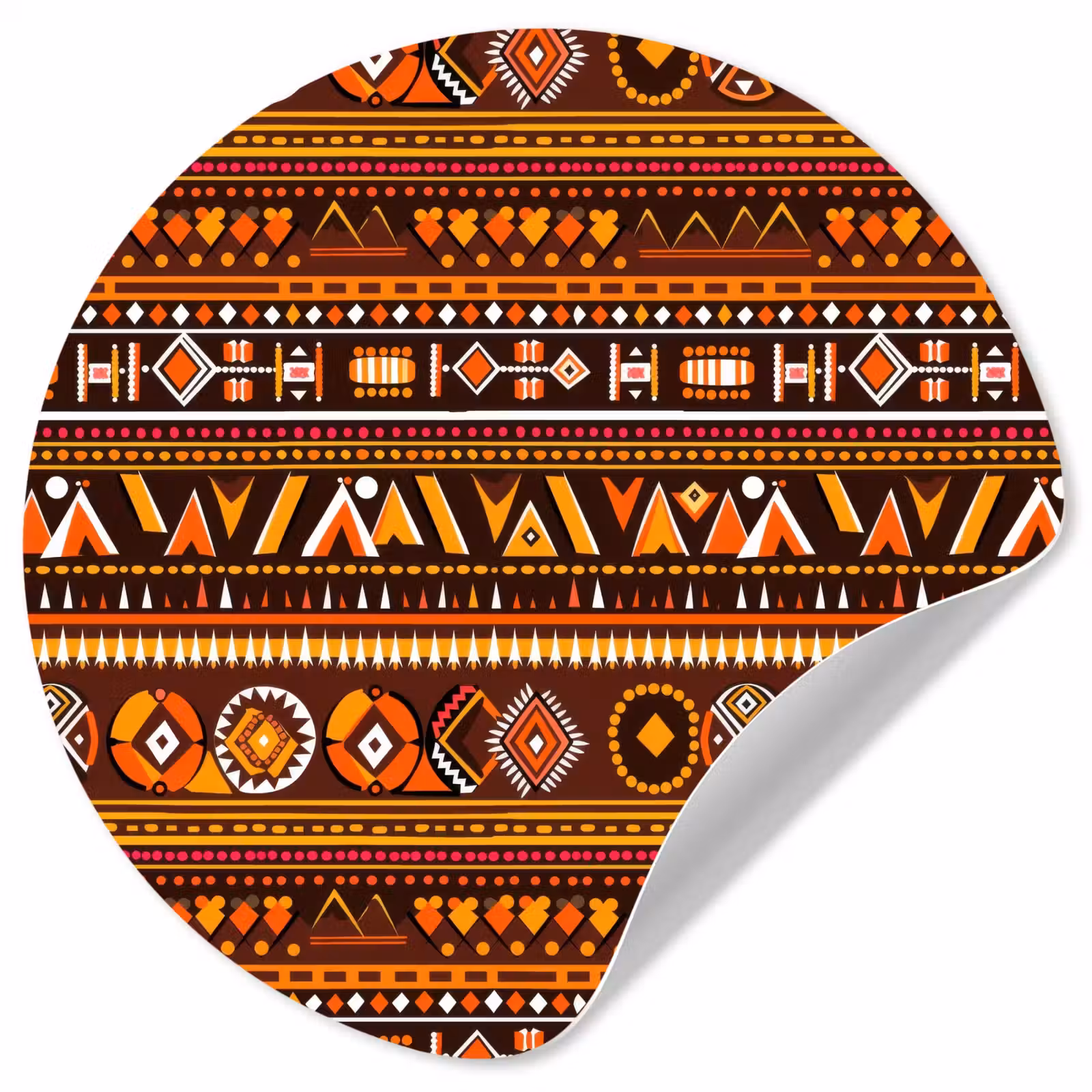 Behangcirkel - Oranje - Etnisch - Tribaal - Geometrisch - Patroon — 1
