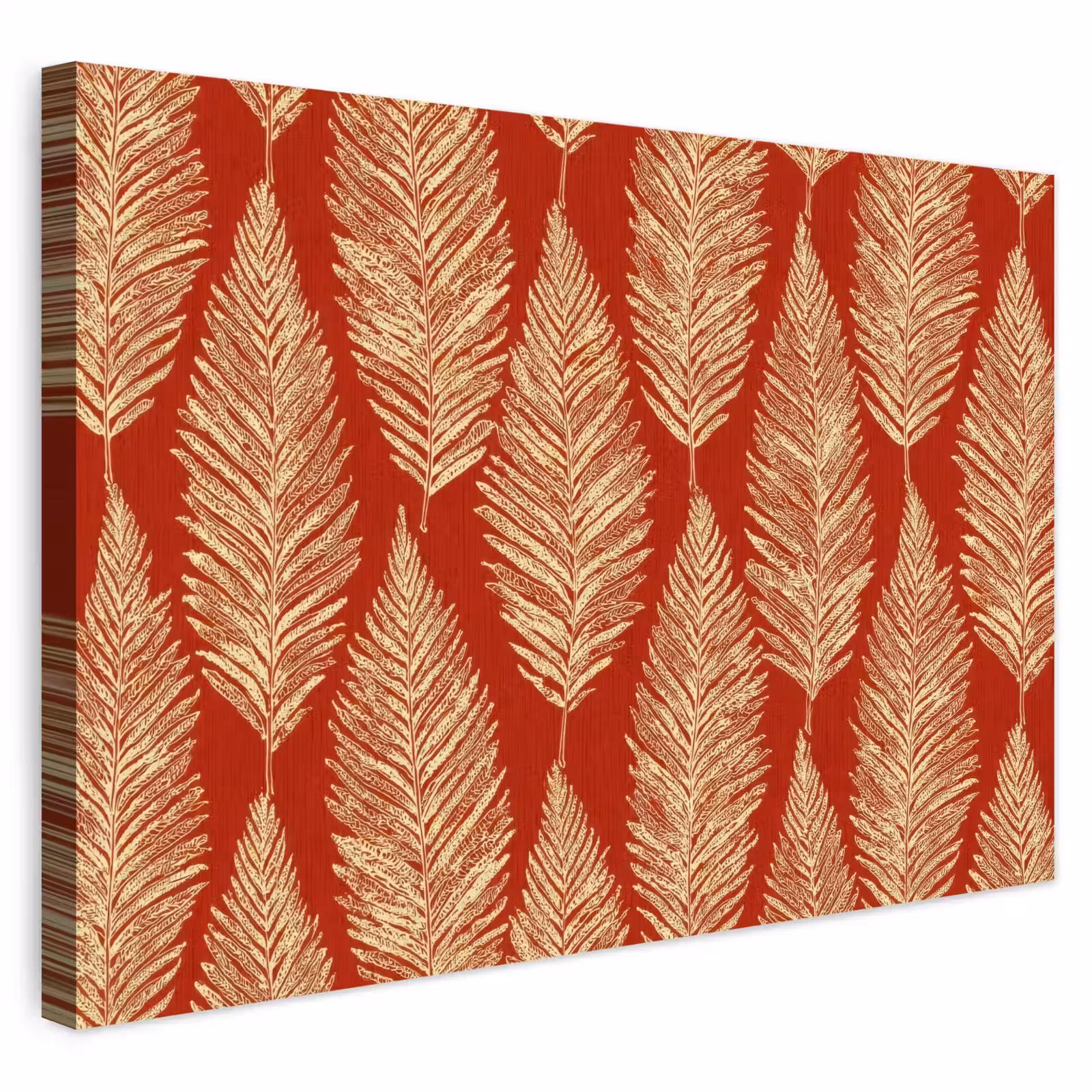 Buiten canvas - Rood - Botanisch - Varen - Patroon — 1