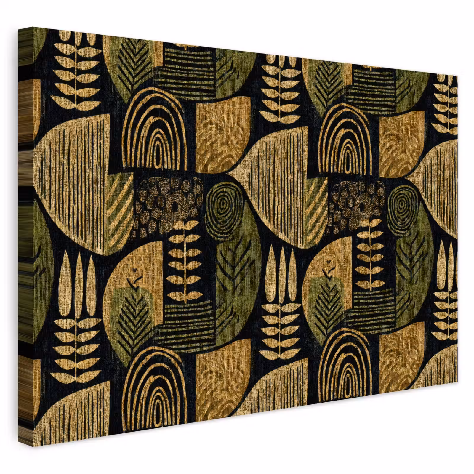 Buiten canvas - Zwart - Okergeel - Botanisch - Textuur — 1