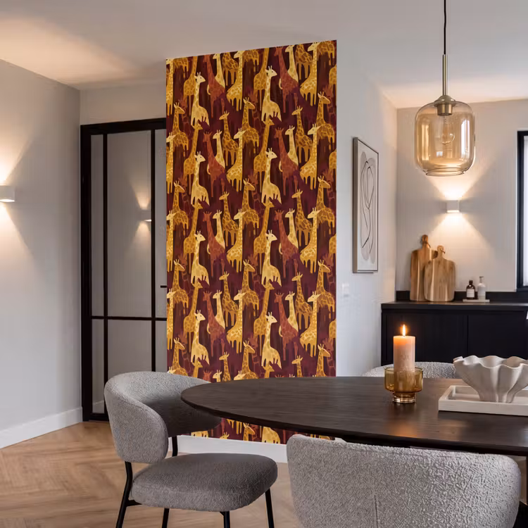 Behang - Bruin - Giraffen - Safari - Patroon — 5