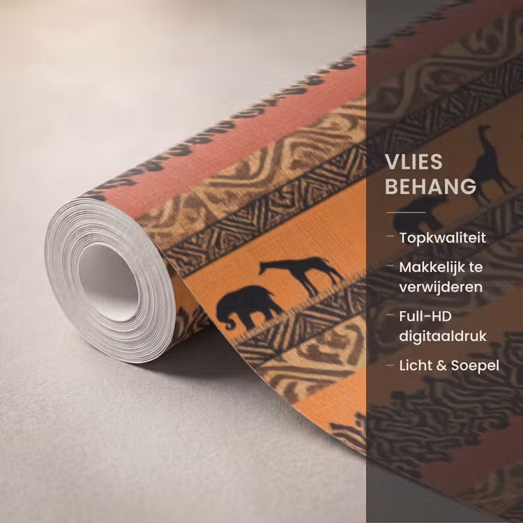 Behang - Oranje - Safari - Afrikaans - Dieren - Patroon — 3