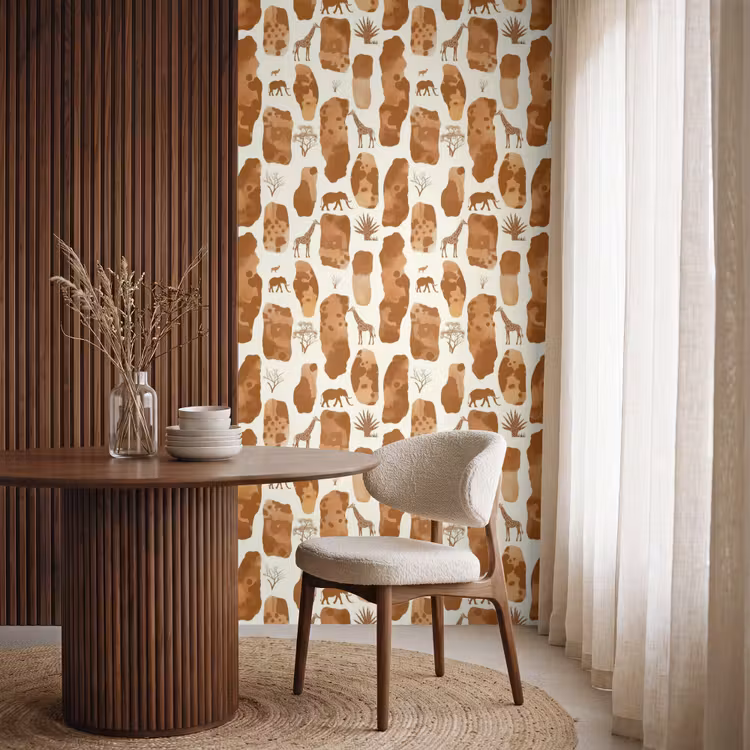 Behang - Terracotta - Safari - Dieren - Patroon — 4
