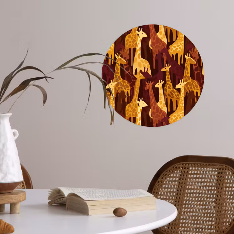 Behangcirkel - Bruin - Giraffen - Safari - Patroon — 4