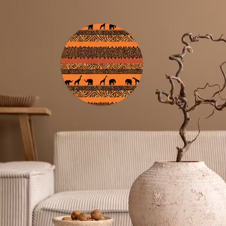 Behangcirkel - Oranje - Safari - Afrikaans - Dieren - Patroon — 2