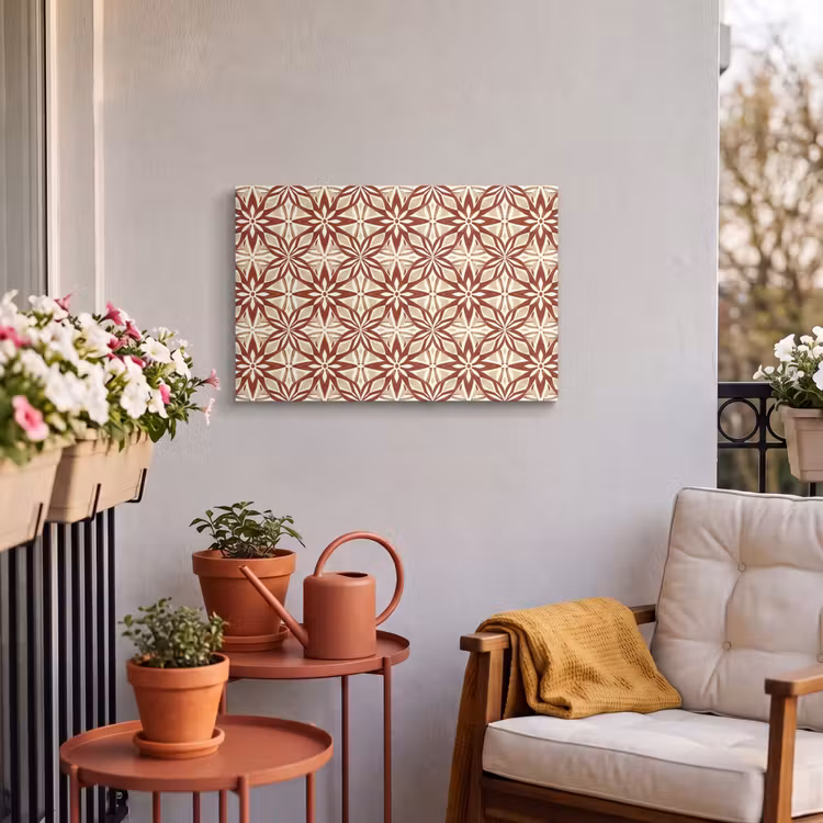 Buiten canvas - Bordeauxrood - Geometrisch - Tegel - Patroon — 3