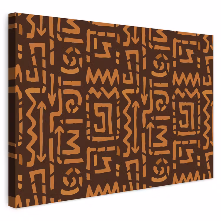 Buiten canvas - Chocoladebruin - Etnisch - Tribaal - Symbolen — 1