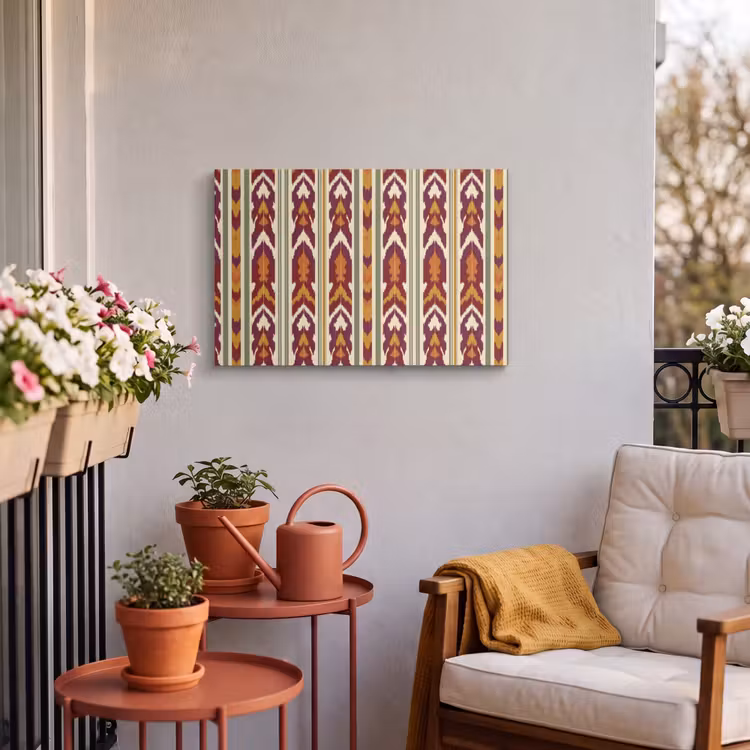 Buiten canvas - Ikat - Bordeauxrood - Etnisch - Patroon — 3
