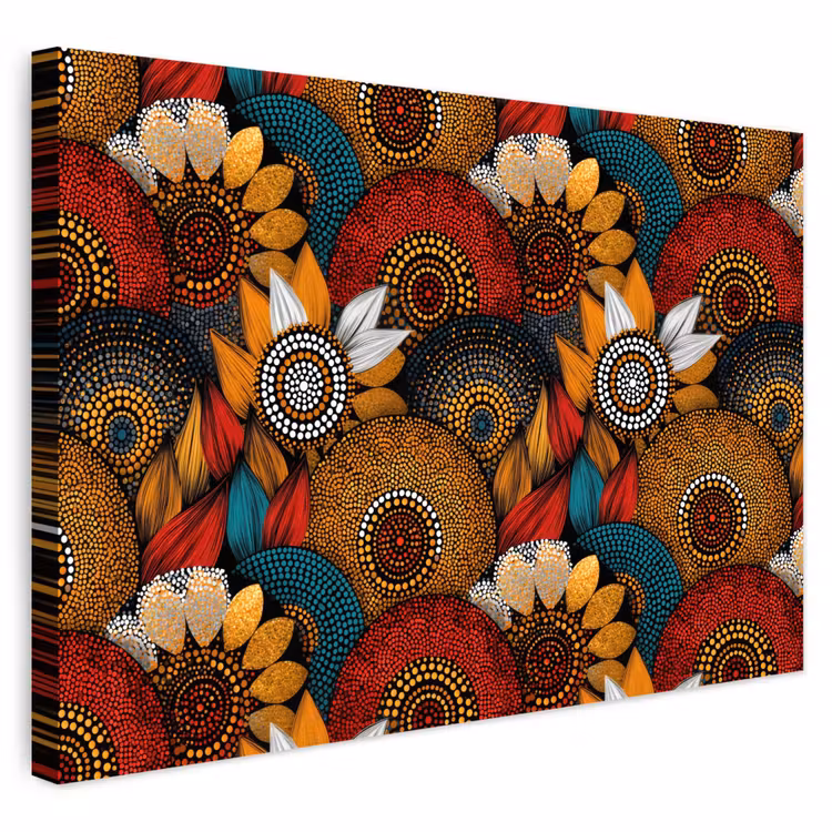 Buiten canvas - Kleurrijk - Aboriginal - Dot Painting - Botanisch - Patroon — 1