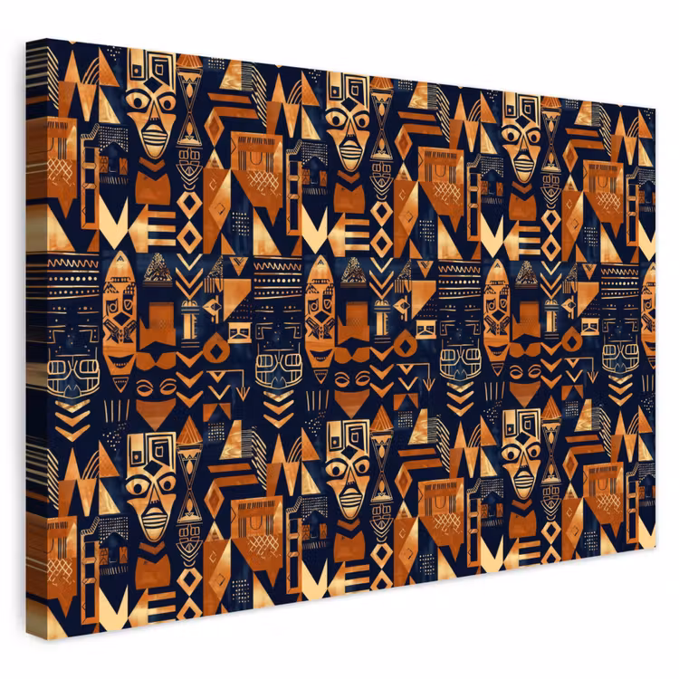 Buiten canvas - Nachtblauw - Koper - Tribaal - Maskers — 1