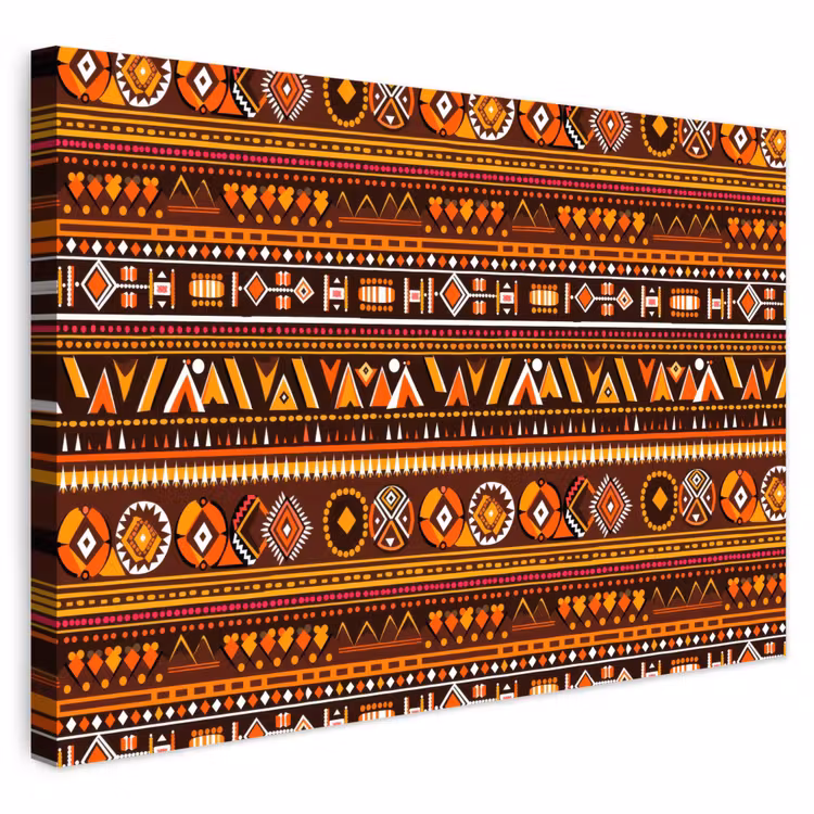 Buiten canvas - Oranje - Etnisch - Tribaal - Geometrisch - Patroon — 1