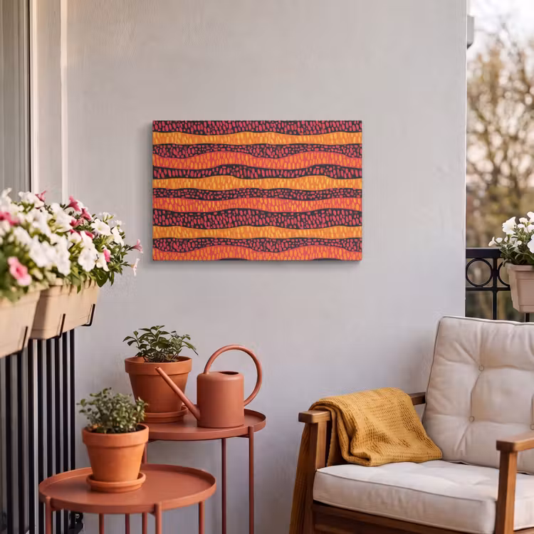 Buiten canvas - Oranje - Roze - Expressief - Patroon — 3