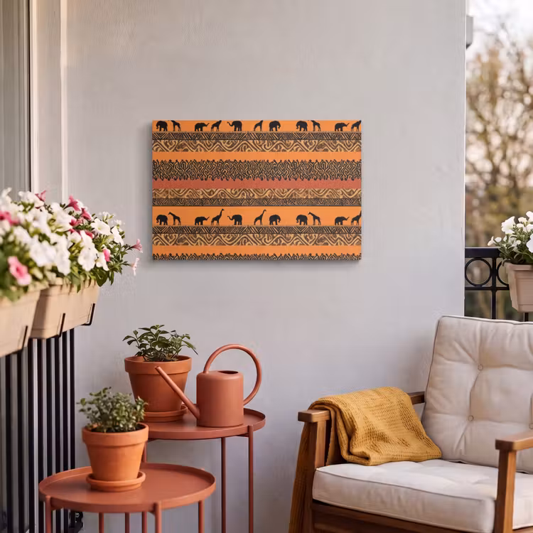Buiten canvas - Oranje - Safari - Afrikaans - Dieren - Patroon — 3