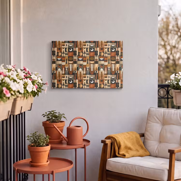 Buiten canvas - Terracotta - Geometrisch - Mid-Century - Patroon — 3
