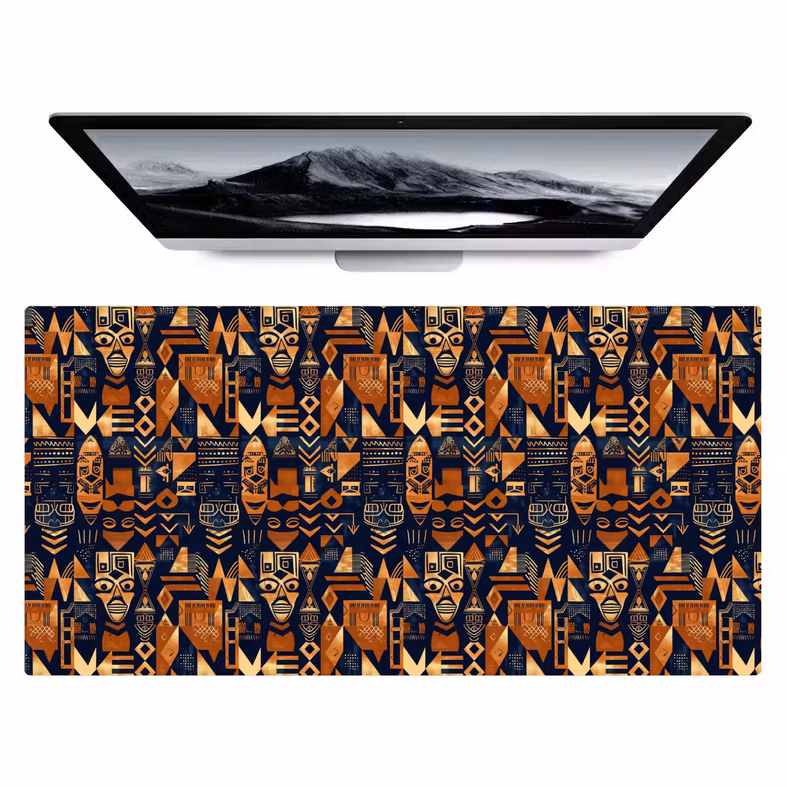 Bureau onderlegger - Nachtblauw - Koper - Tribaal - Maskers — 1