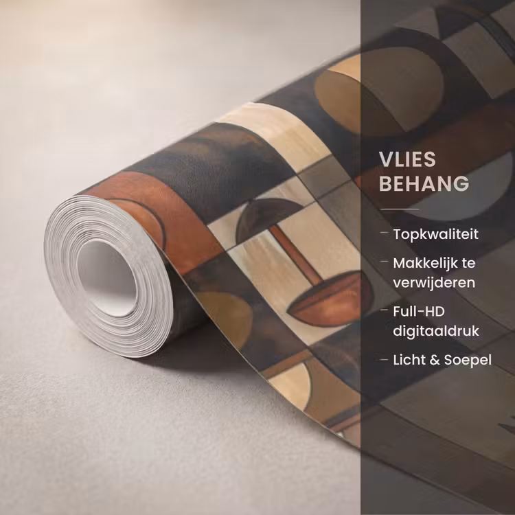 Behang - Terracotta - Geometrisch - Mid-Century - Patroon — 3