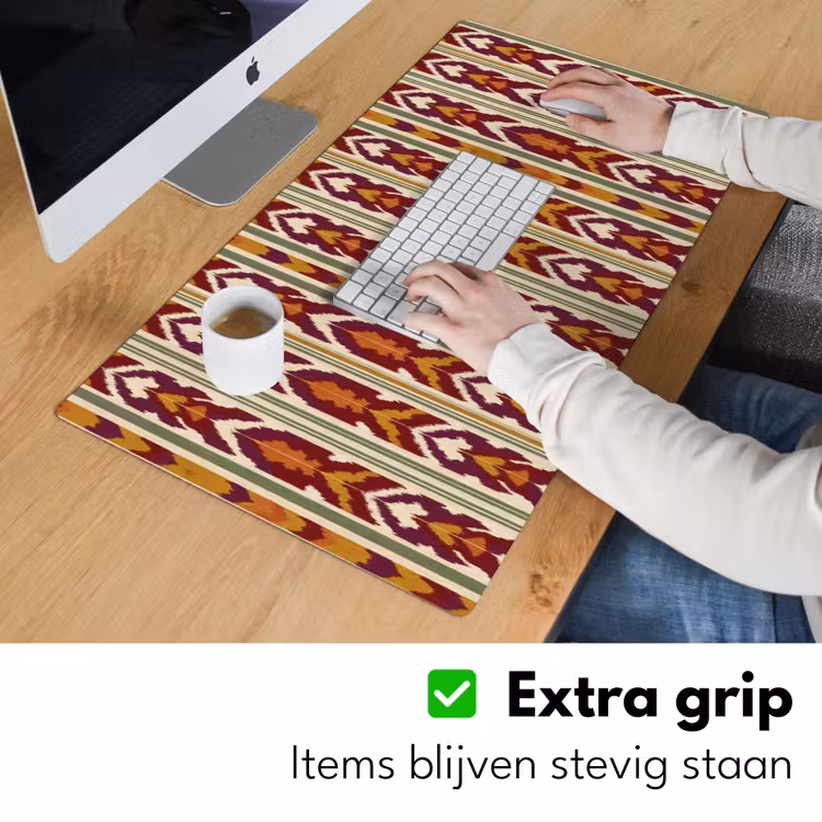 Bureau onderlegger - Ikat - Bordeauxrood - Etnisch - Patroon — 6