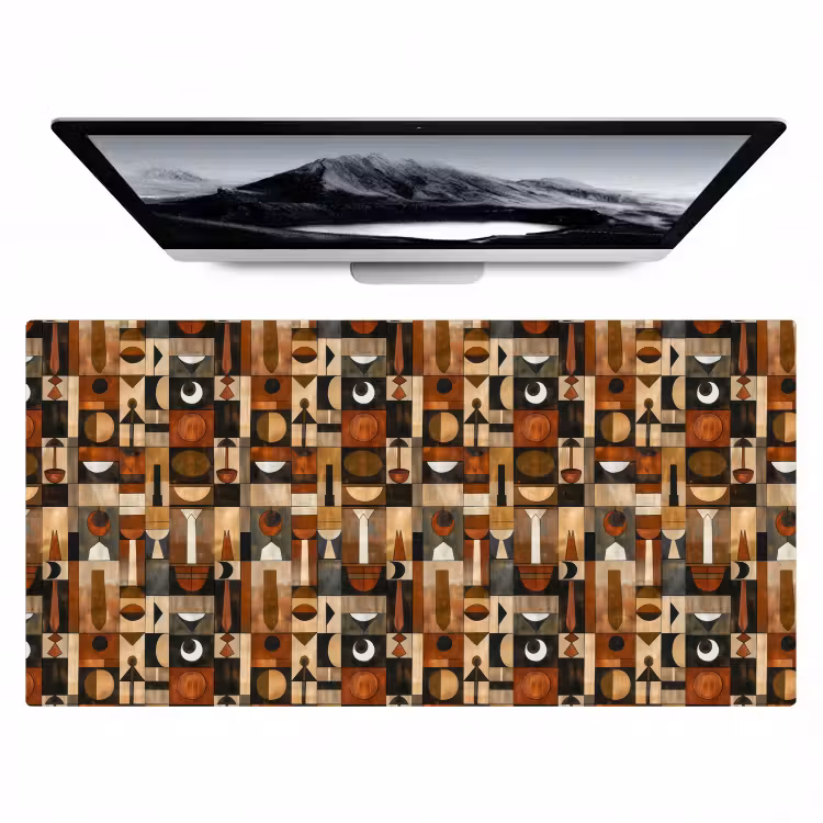Bureau onderlegger - Terracotta - Geometrisch - Mid-Century - Patroon — 1