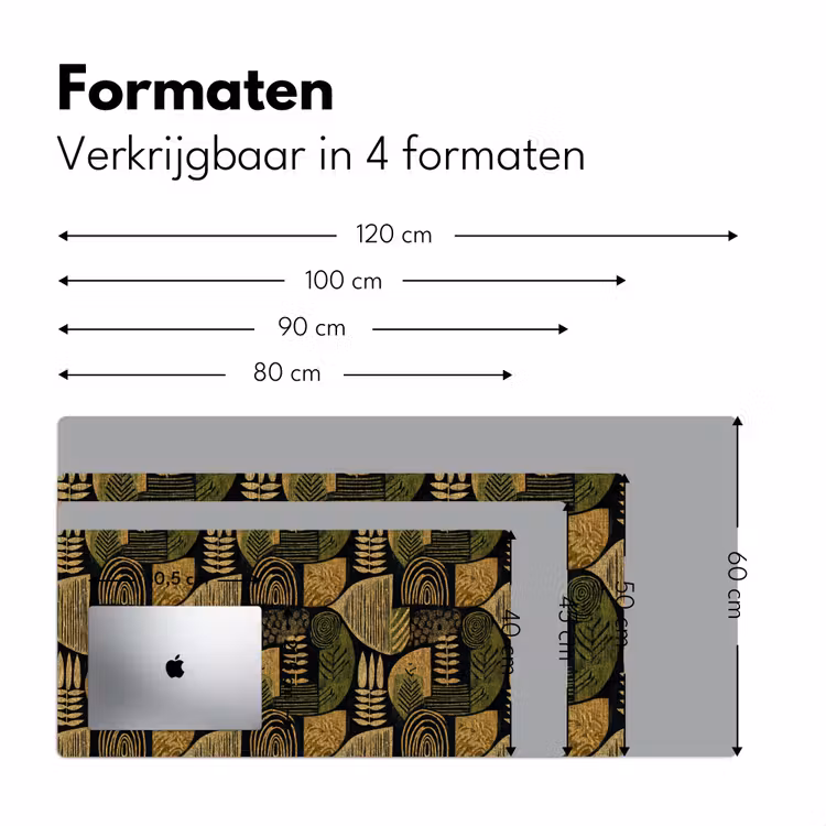 Bureau onderlegger - Zwart - Okergeel - Botanisch - Textuur — 8