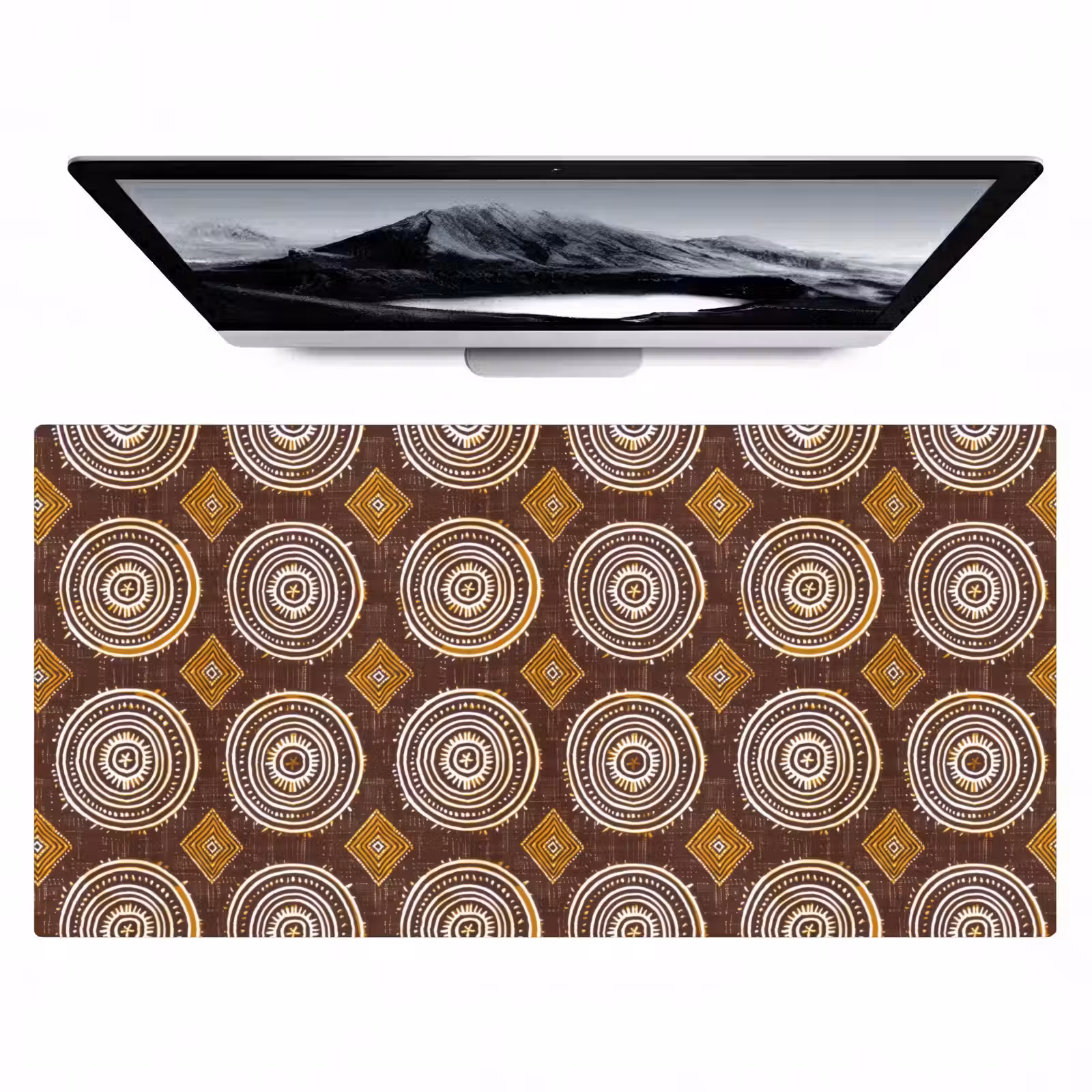 Bureau onderlegger - Chocoladebruin - Etnisch - Tribaal - Cirkels - Patroon — 1