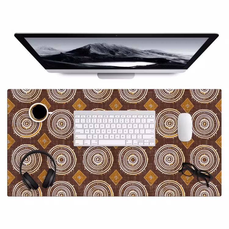Bureau onderlegger - Chocoladebruin - Etnisch - Tribaal - Cirkels - Patroon — 4