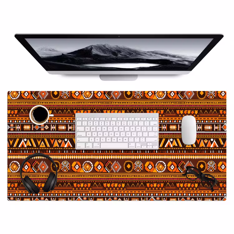 Bureau onderlegger - Oranje - Etnisch - Tribaal - Geometrisch - Patroon — 4